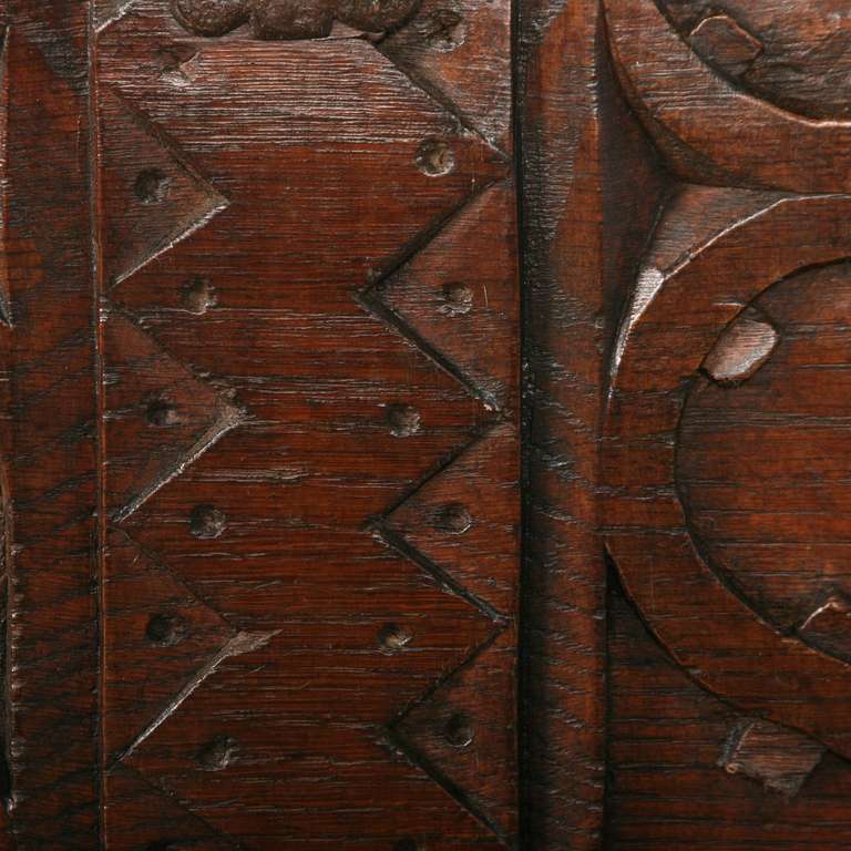 Antique Large Carved Oak Trunk Coffer, Circa 1680-1750 1