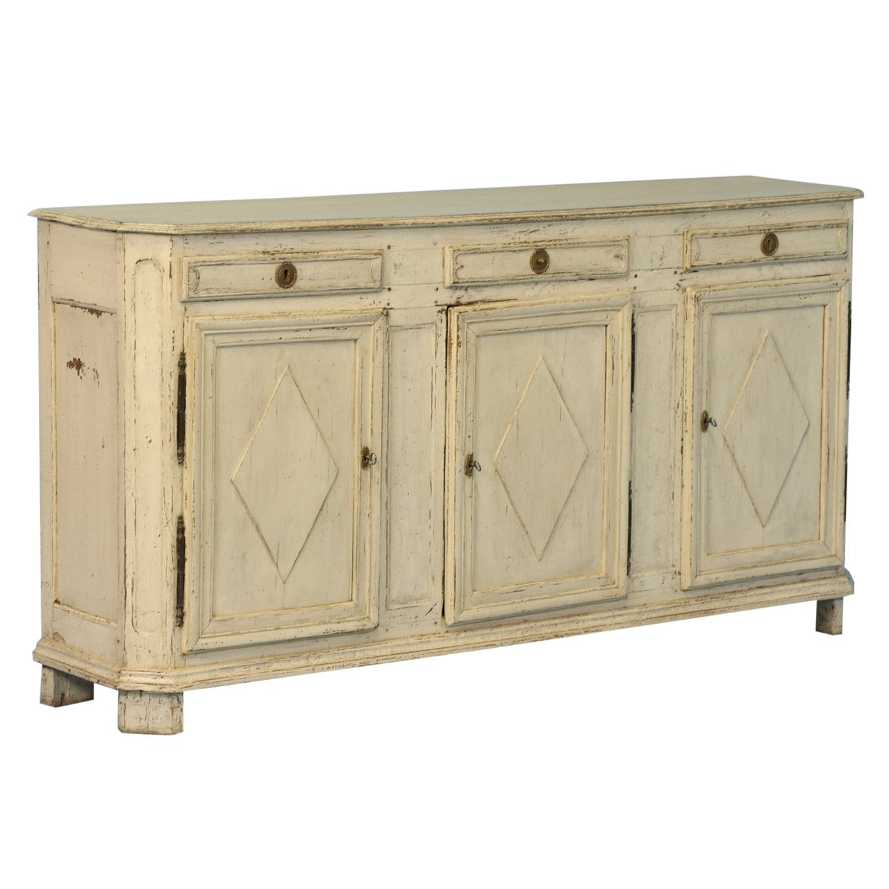 Antique Swedish Gustavian White Painted Sideboard