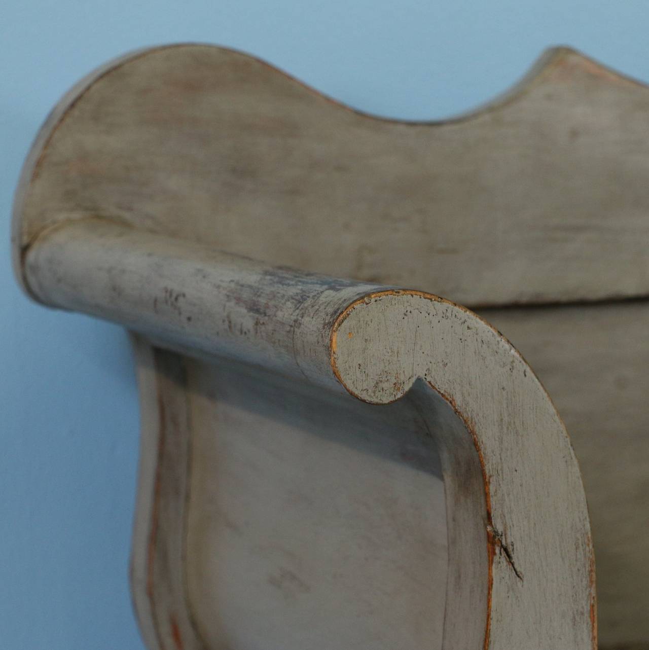 19th Century Swedish Painted Bench With Storage, Karl Johan Design Circa 1840-60