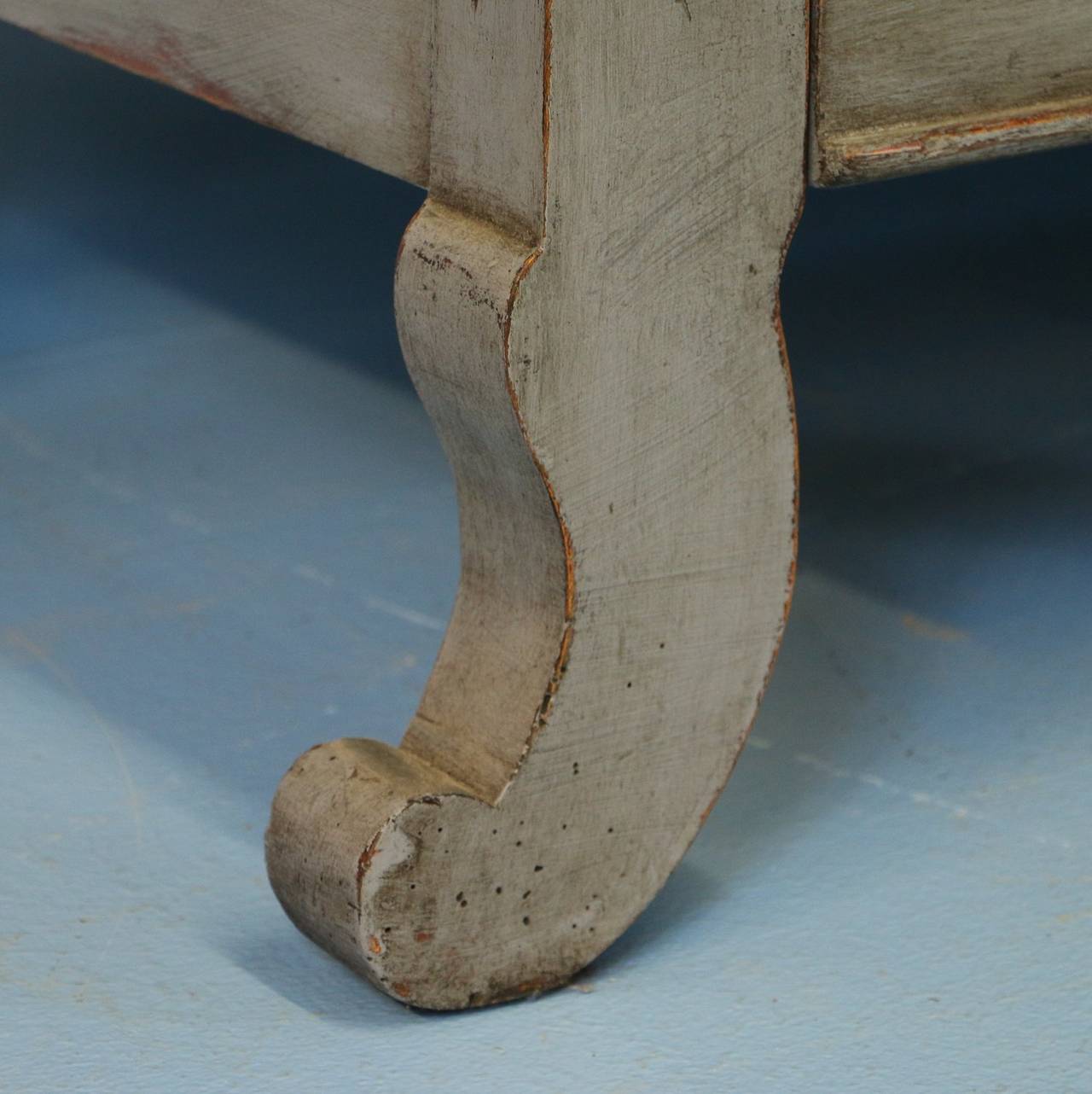 Wood Swedish Painted Bench With Storage, Karl Johan Design Circa 1840-60