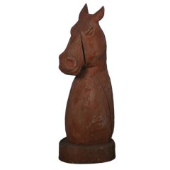Large Swedish Carved Wooden Horse Head Bust c.1920