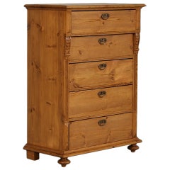 Antique Tall Swedish Pine Chest of Drawers c.1880, "Highboy"
