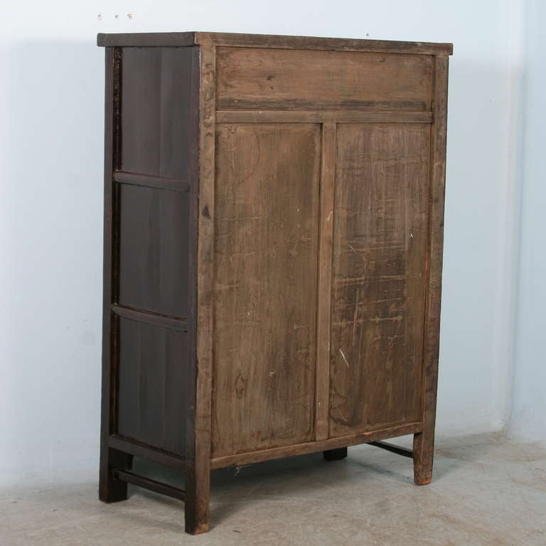 Antique Original Dark Painted Lacquered Chinese Cabinet/Armoire circa 1800-40 3