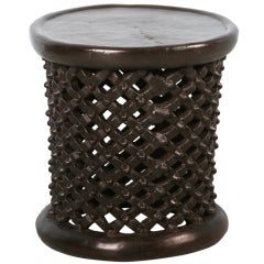 Vintage African Black Carved Side Table, circa 1940