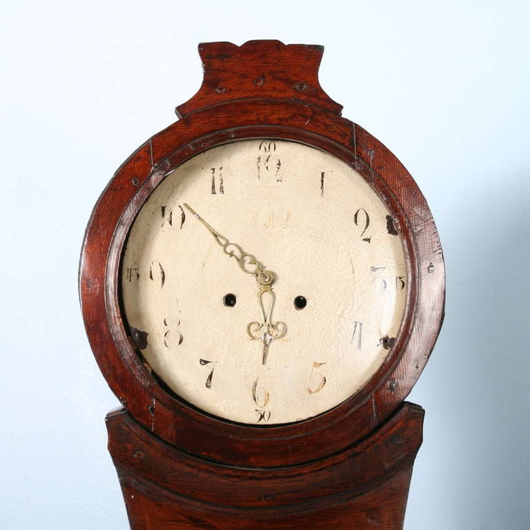 Wood Antique Swedish Mora Grandfather Clock, Dated 1856