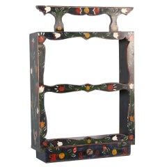 Antique Original Painted Hanging Shelf with Drawer, dated 1898