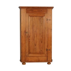 Large 1 Door Pine Corner Cabinet, Sweden Dated 1853