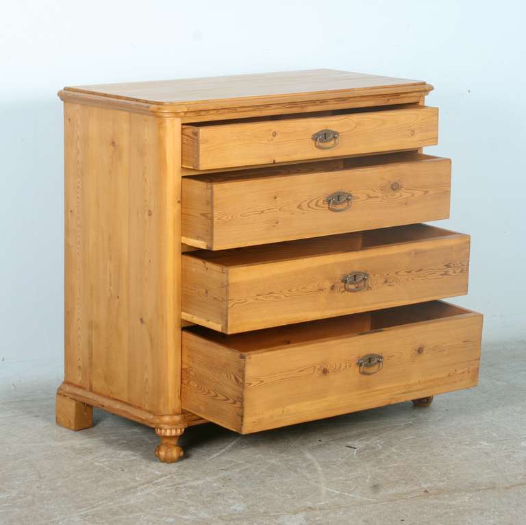 Danish Antique Pine Chest of Drawers with Carved Feet, circa 1880