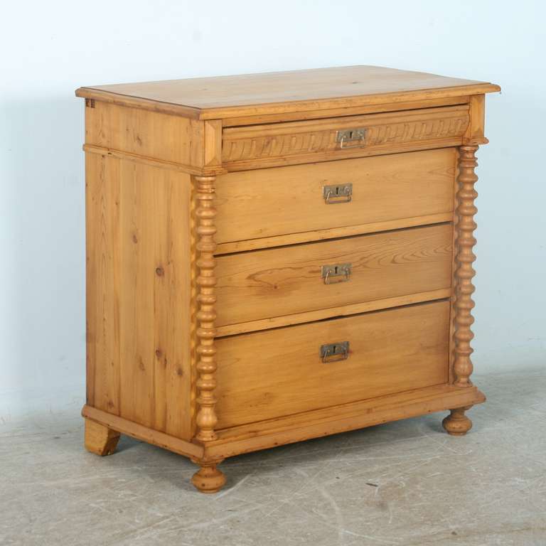 Antique Pine Chest of Drawers with Turned Columns, circa 1860
