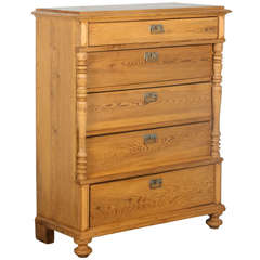 Antique Pine Tall Chest of Drawers, Sweden circa 1870-90