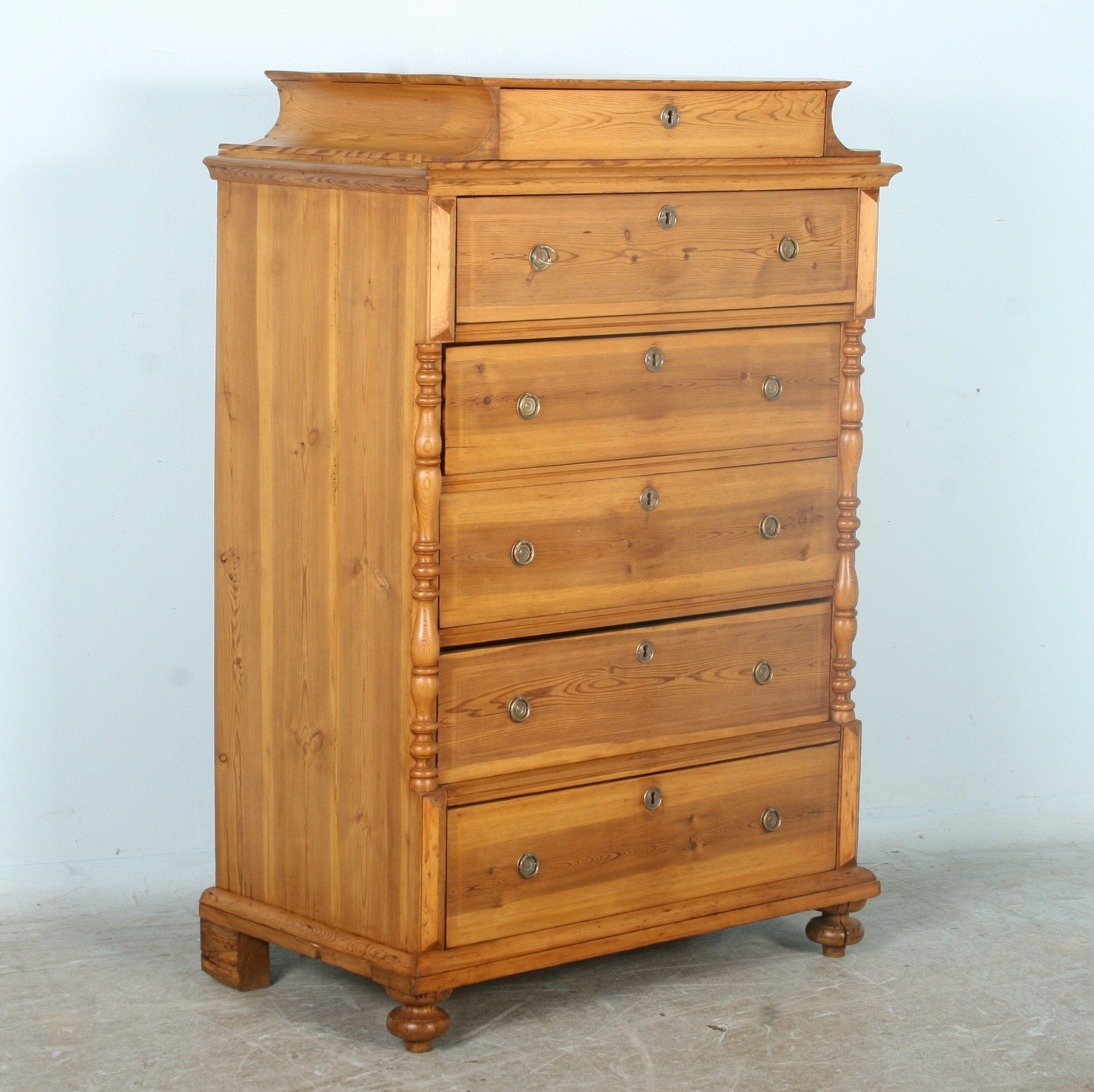 Antique Pine Tall Chest of Drawers or Highboy, Sweden circa 1850-70