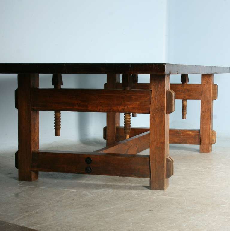 Architectural Industrial Dining/Conference Table with Reclaimed Wood and Parts In Excellent Condition In Round Top, TX