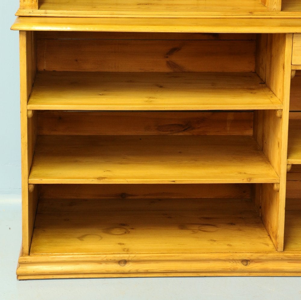 Large Antique Pine Bookcase Wall Unit, Denmark circa 1880 In Excellent Condition In Round Top, TX