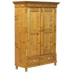 Antique Pine, Two-Door Over Two-Drawer Armoire, Romania circa 1890