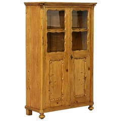 Antique Pine Bookcase Cabinet, Romania circa 1870-1890