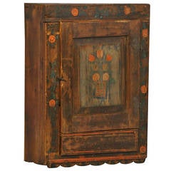 Antique Original Painted Hanging Cabinet, Romania circa 1860-1880