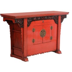Red Painted/Lacquered Chinese Sideboard/Console/Altar Table