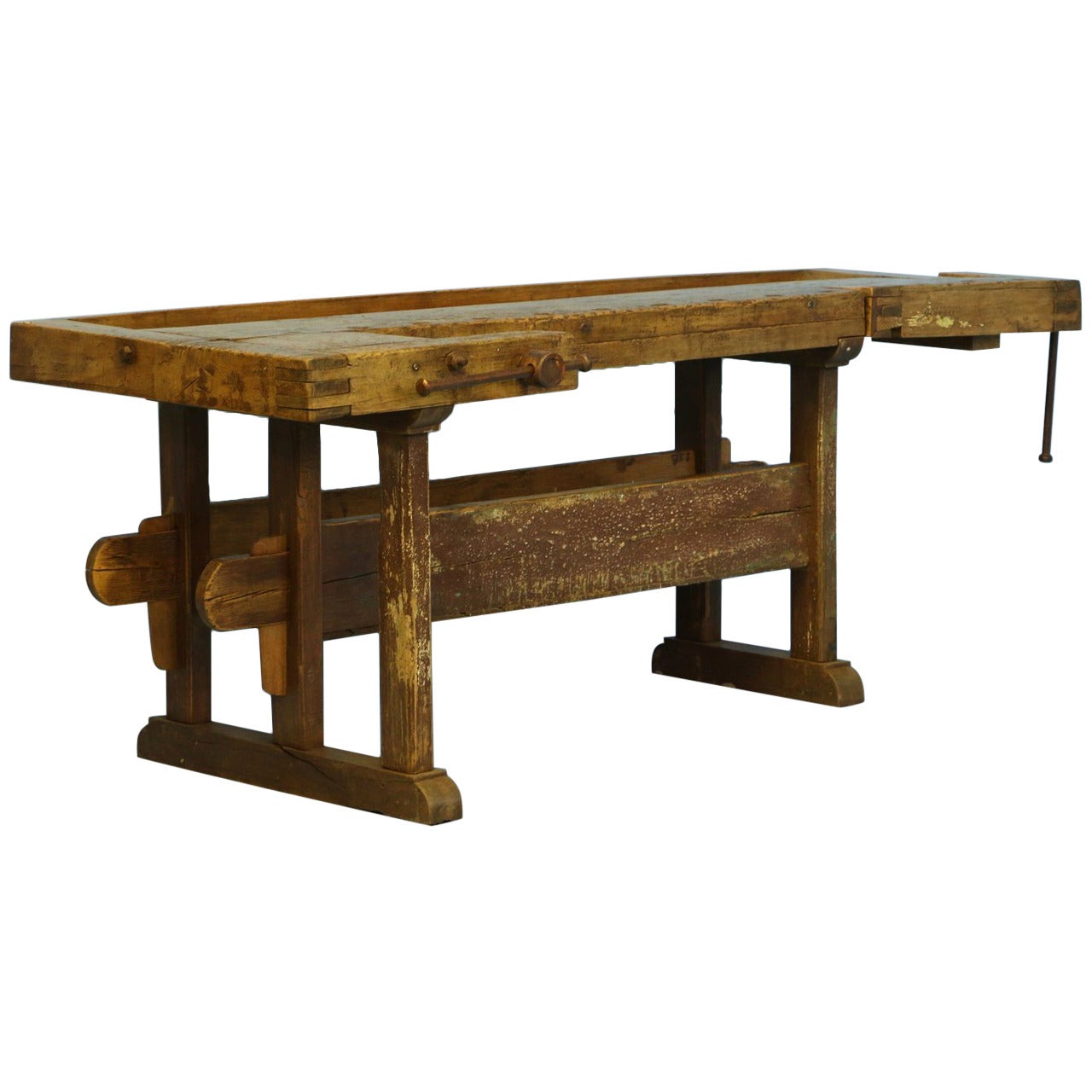 Antique Carpenter's Workbench, Unusual Console Table, circa 1860-1880
