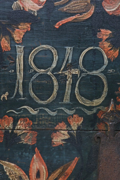 Antique Original Painted Swedish Trunk, dated 1848 1