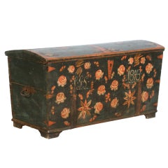 Antique Original Painted Swedish Trunk, dated 1848