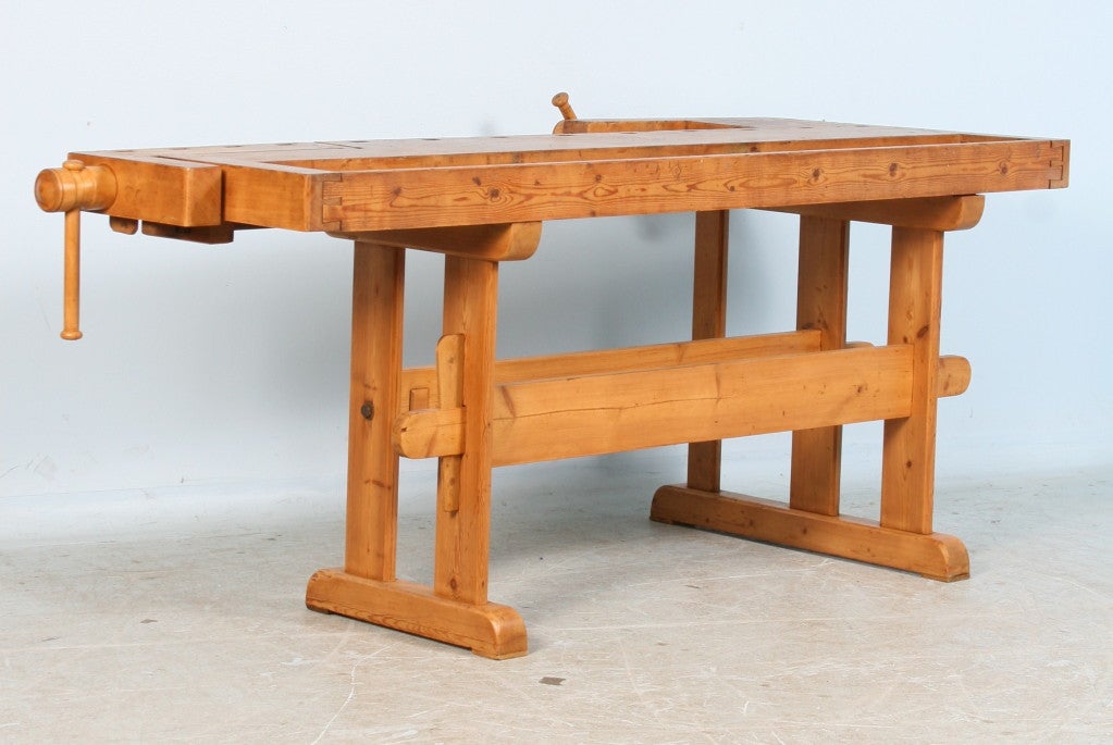 20th Century Antique Danish Pine Carpenter's Workbench, Circa 1900