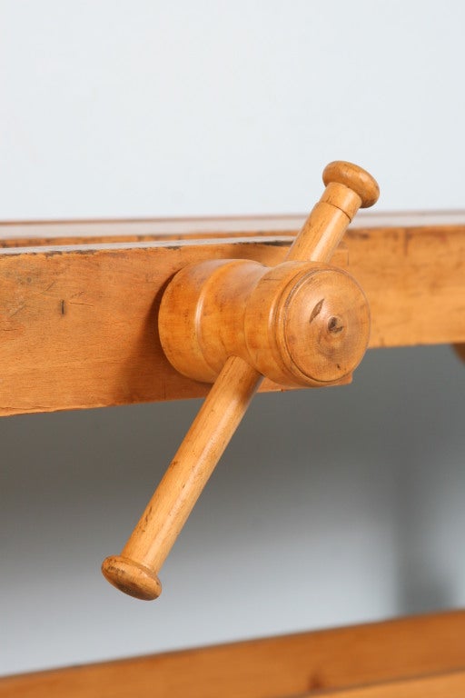 Wood Antique Danish Pine Carpenter's Workbench, Circa 1900