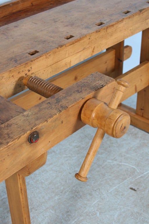 Antique Danish Pine Carpenter's Workbench, Circa 1900 1