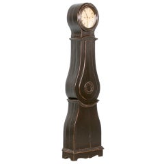 Antique Black Swedish Mora Grandfather Clock, circa 1850