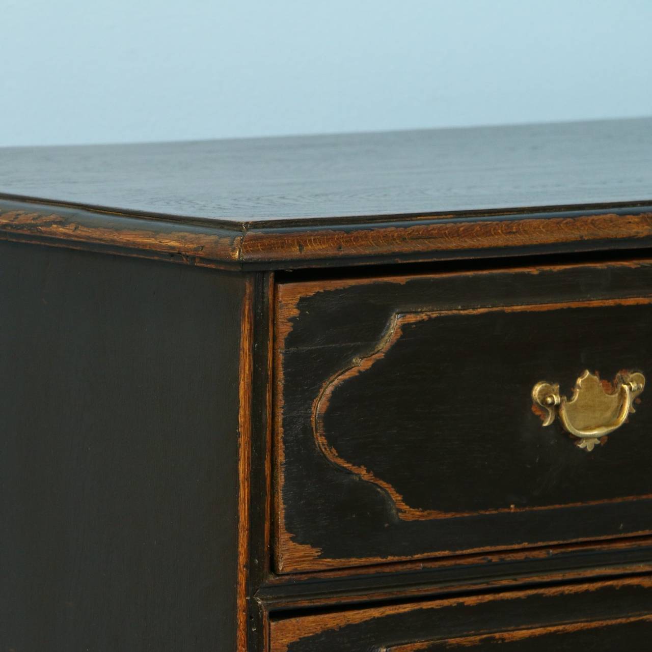 Danish Antique Black Painted Chest of Drawers, Denmark, circa 1800-1820