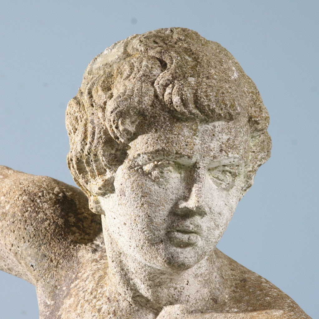 20th Century Large Scale Antique  Garden Sculpture of Greek Discus Thrower