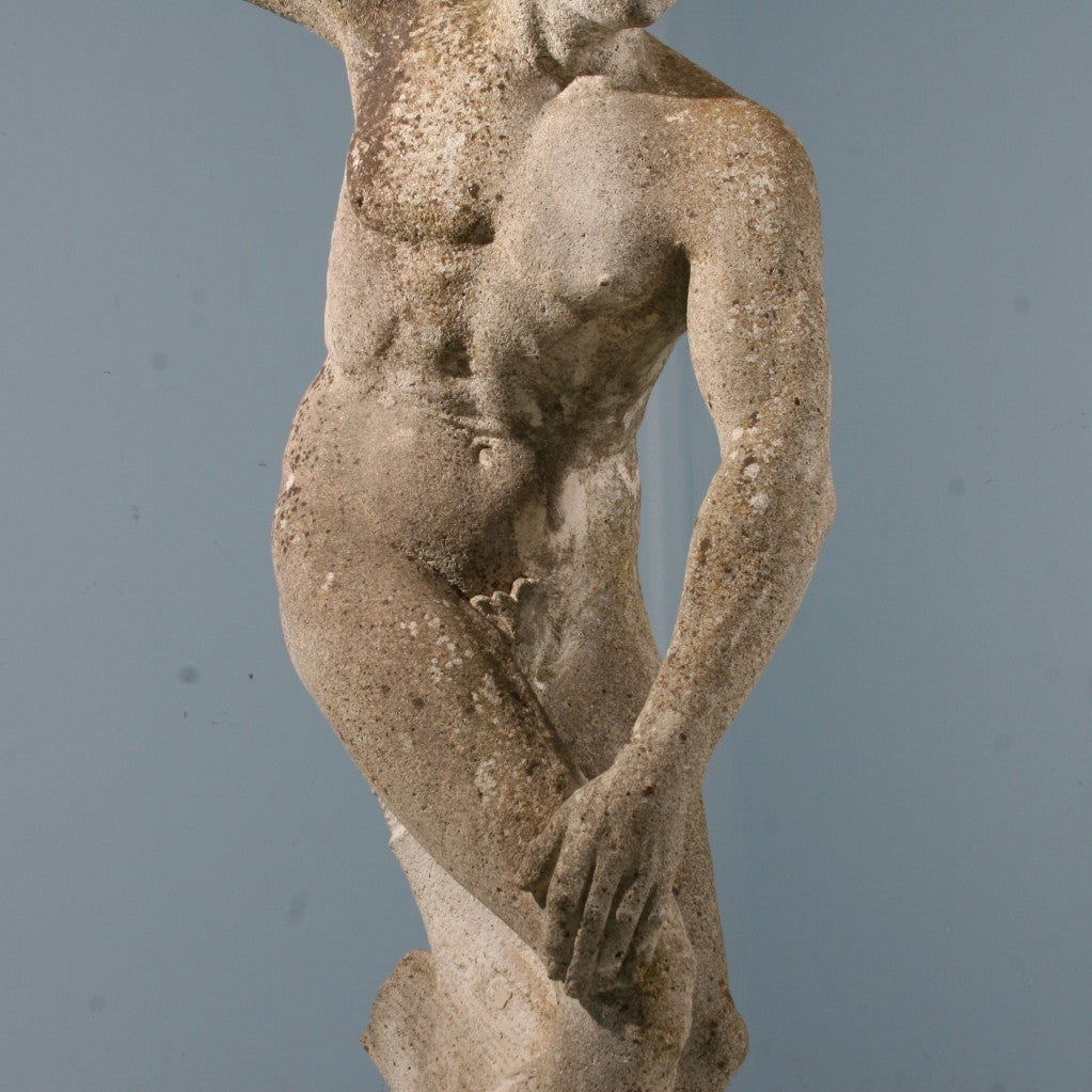 Concrete Large Scale Antique  Garden Sculpture of Greek Discus Thrower