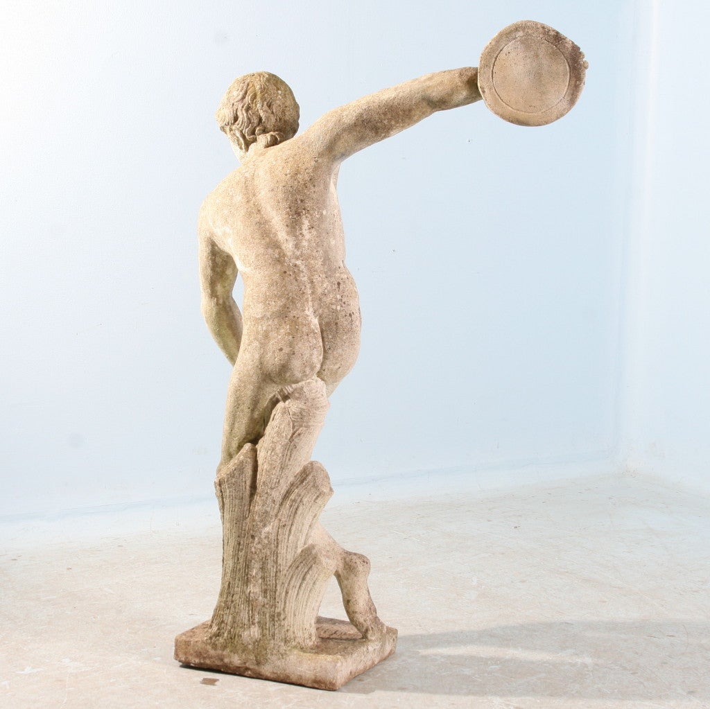 Large Scale Antique  Garden Sculpture of Greek Discus Thrower 2