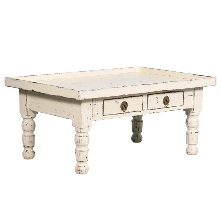 Swedish Antique White Painted Coffee Table