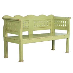 Antique Original Green Painted Romanian Bench, circa 1870