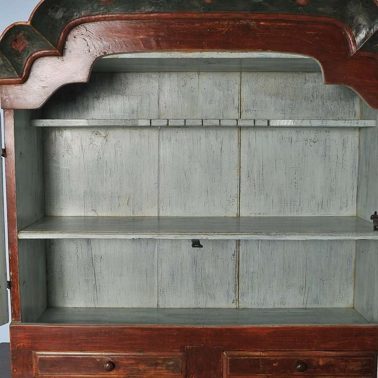 18th Century and Earlier Antique Original Painted Swedish Cupboard dated 1796