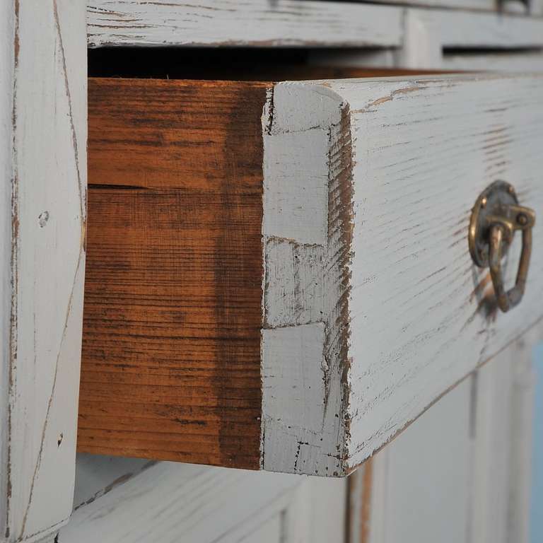 Antique Gray Painted Cuboard Cabinet, Romania circa 1880 In Excellent Condition In Round Top, TX