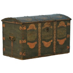 Antique Original Painted Trunk, Sweden, dated 1754