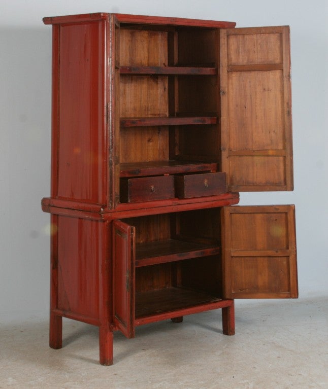 Original Large Antique Red Painted/Lacquered Chinese Cabinet