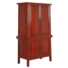 Original Large Antique Red Painted/Lacquered Chinese Cabinet