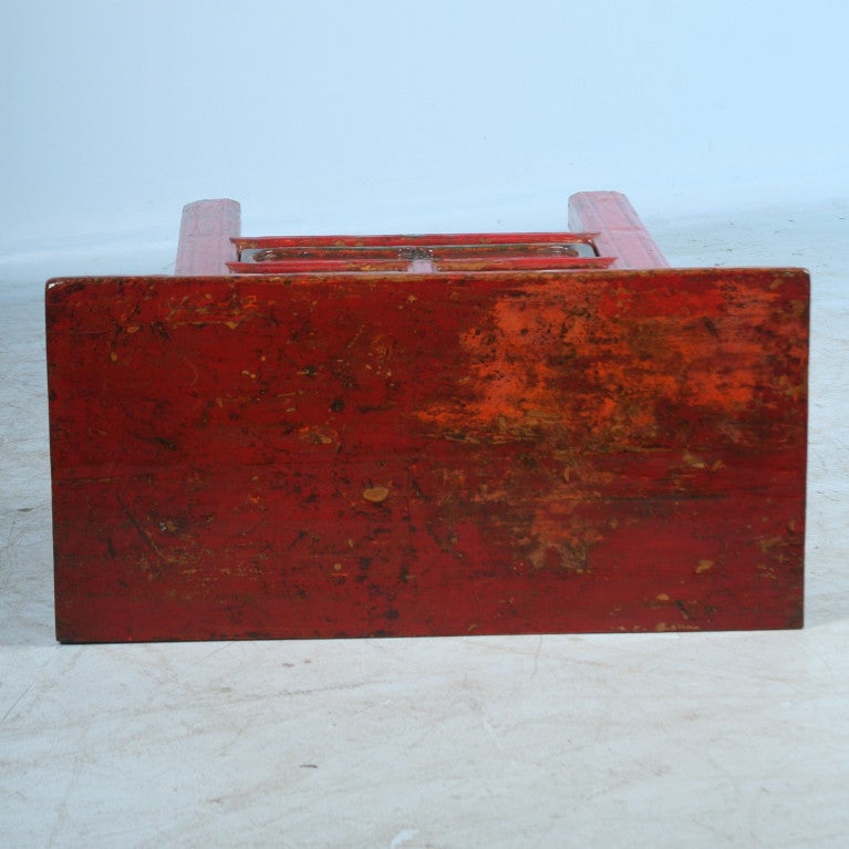Antique Small Chinese Red Lacquered Console Table/Side Table 2
