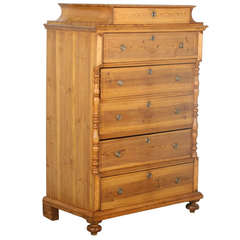 Antique Pine Tall Chest of Drawers or Highboy, Sweden circa 1850-70