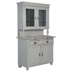 Antique Gray Painted Cuboard Cabinet, Romania circa 1880 6