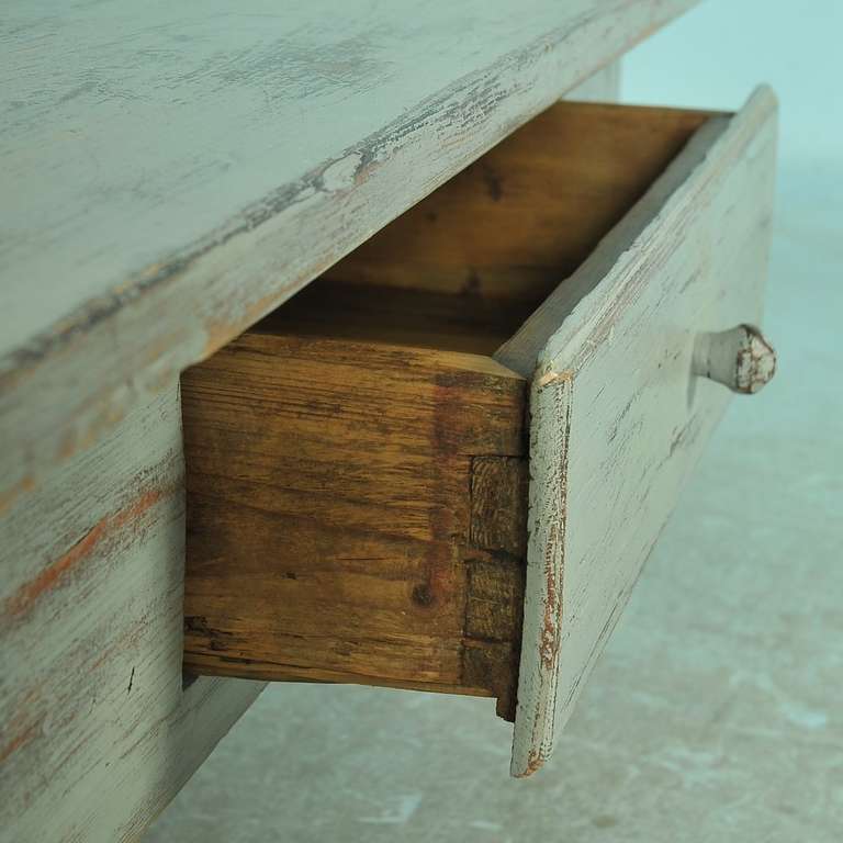 Swedish Antique Painted Pine Coffee Table With Single Drawer, Circa 1860-80