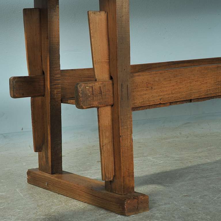 Antique Danish Carpenter's Workbench With Shelf 2