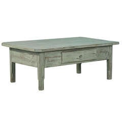 Antique Painted Pine Coffee Table With Single Drawer, Circa 1860-80
