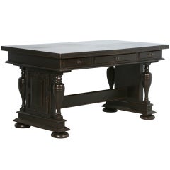 Antique Black Painted Desk with 3 Drawers , Denmark circa 1900