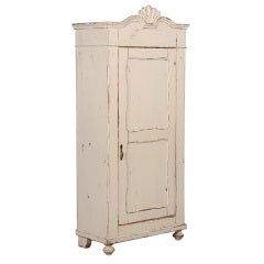 Antique Swedish Narrow 1-Door White Cabinet/Armoire, circa 1850-70