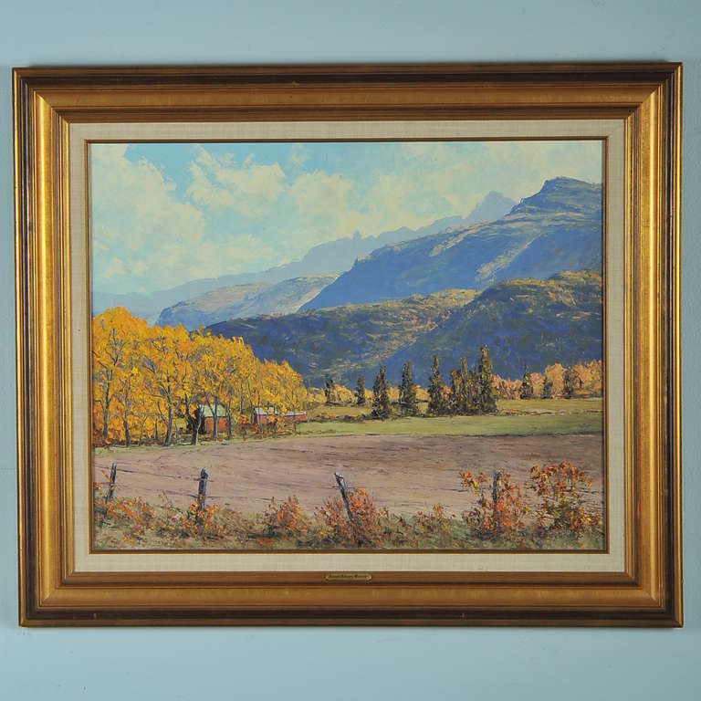 This striking original oil painting is a landscape of the Uncompahgre Valley by James Emery Greer. James Emery Greer was an American painter. Several works by the artist have been sold at auction, including 'Horn's Ranch' sold at Skinner, Inc.,