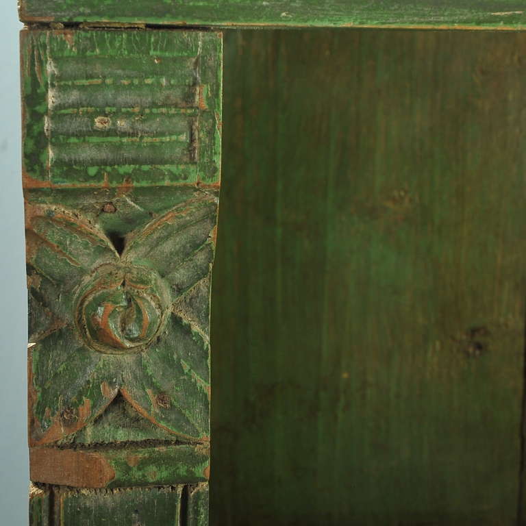 Antique Original Painted Green Bookshelf with Many Drawers, circa 1880 1