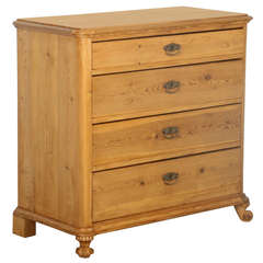 Antique Pine Chest of Drawers with Carved Feet, circa 1880